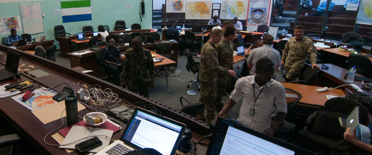 National Ebola Response Centre (NERC) Situation Room in Sierra Leone